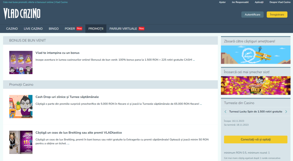 Vlad Cazino Bonus de bun venit pentru cazinou