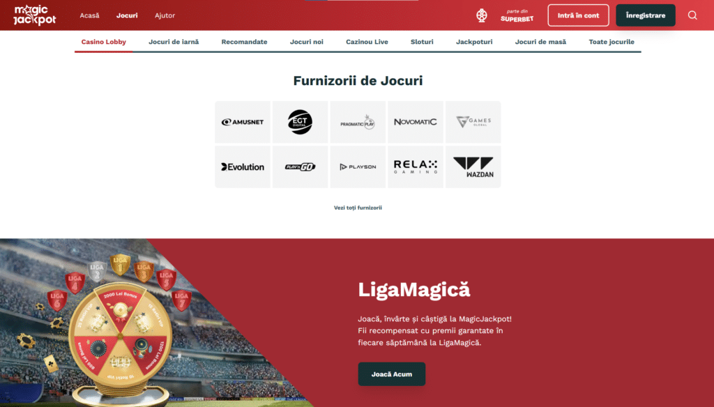 Jocuri cu sloturi la Magic Jackpot Casino