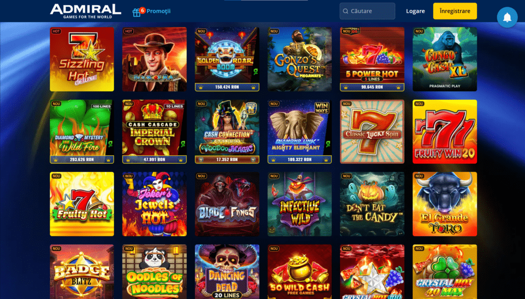 Jocuri cu sloturi la Admiral Casino