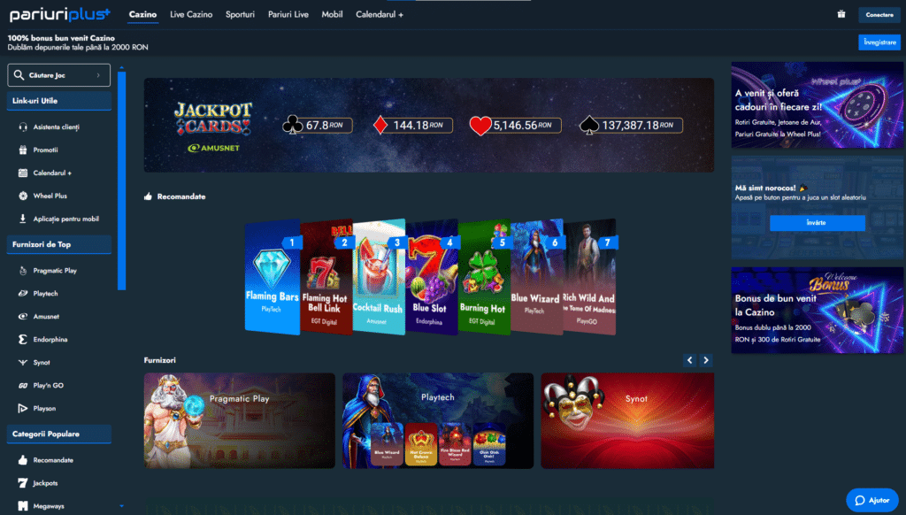 Jocuri cu sloturi la PariuriPlus Casino