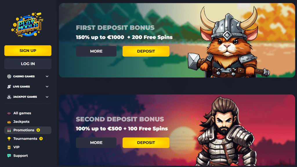 Bonus de bun venit pentru cazinou Playmoola