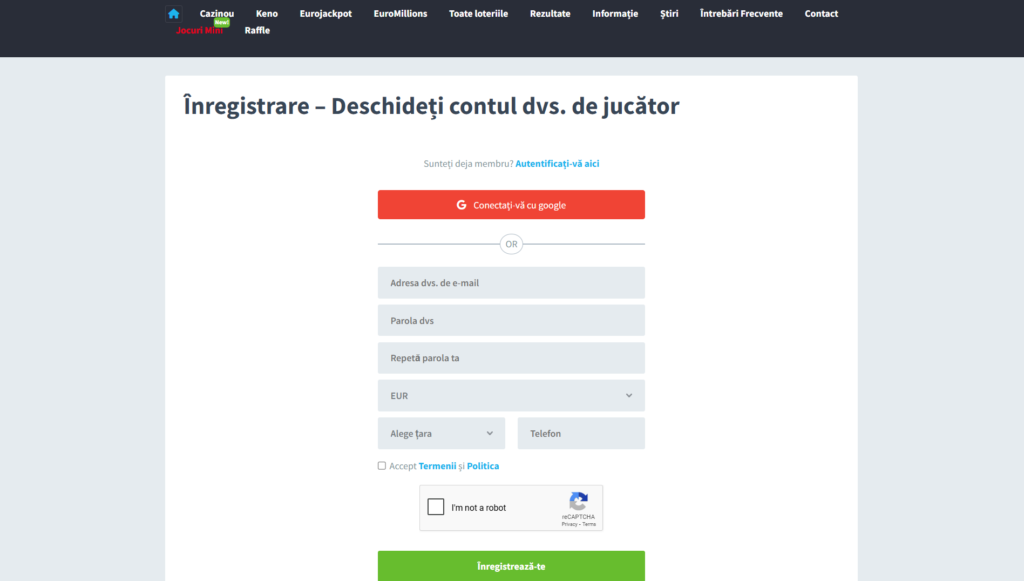 Cum să vă creați un cont la Loteria Lottomat 